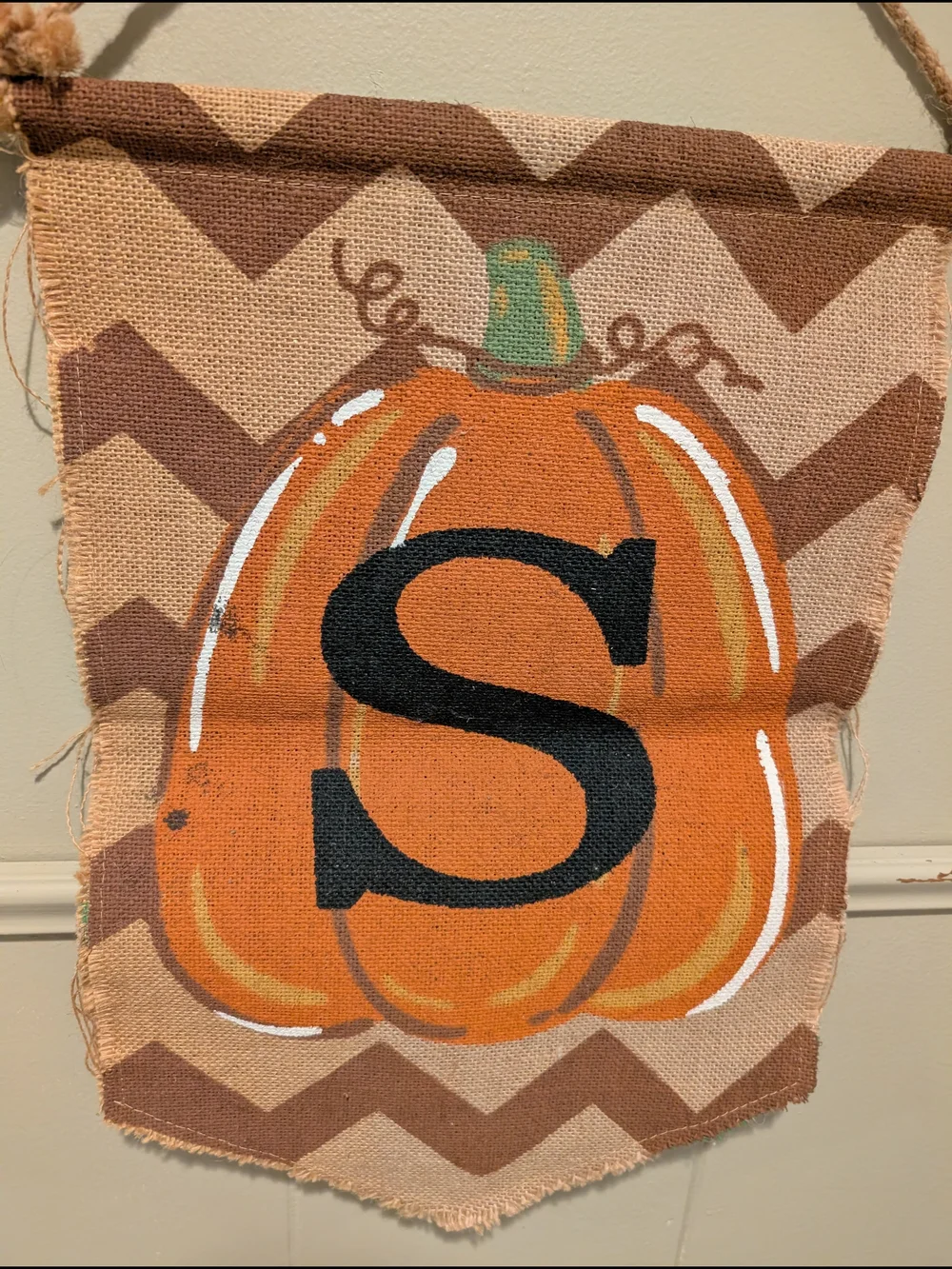 Monogram Pumpkin Burlap Wall Hanging - Orange S